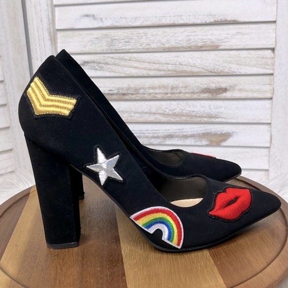 NOT JUST A PUMP l Retro Embroidered Graphic Patch Lips Rainbow Star Pump 8 - Picture 8 of 10